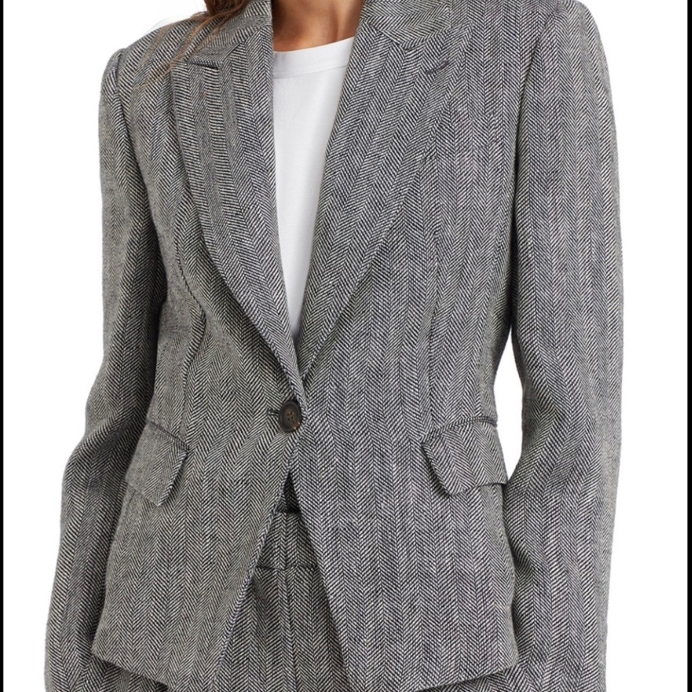 NWT Brunello Cucinelli Linen Herringbone Blazer